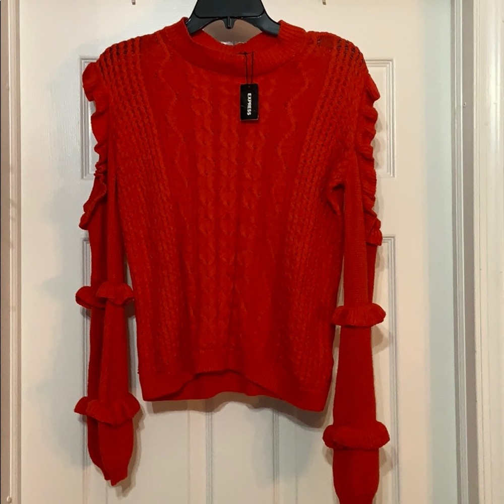 Red Sweater with peekaboo shoulders